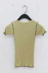 BASERANGE France organic cotton ruffled textured T-shirt BAS-TTVN-RB-AU23-HUILV gray green
